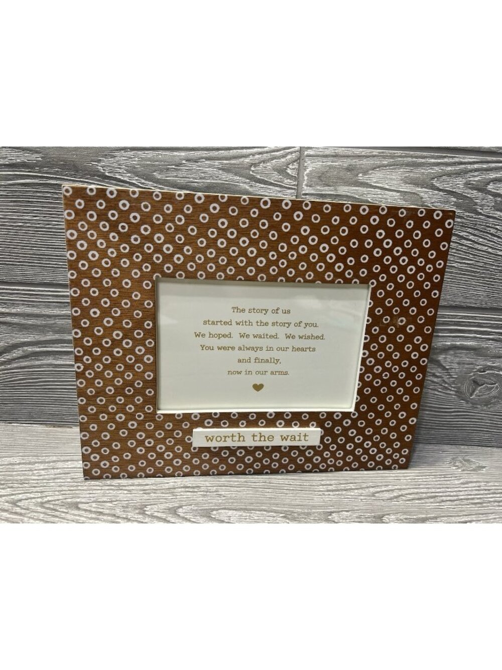 Hallmark Picture Frame Baby Brown White Polka Dot Plaque 7.75” X 9.75”